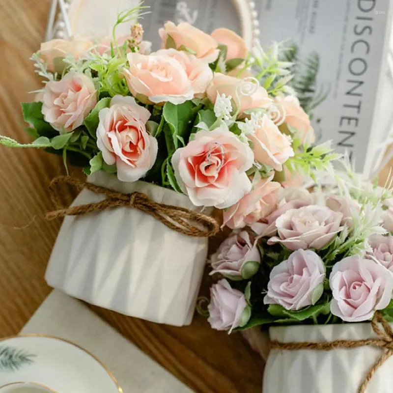 装飾的な花高品質30cm人工ローズウェディングホームDIY装飾ピンクシルクビッグブーケフォーム白い偽の花