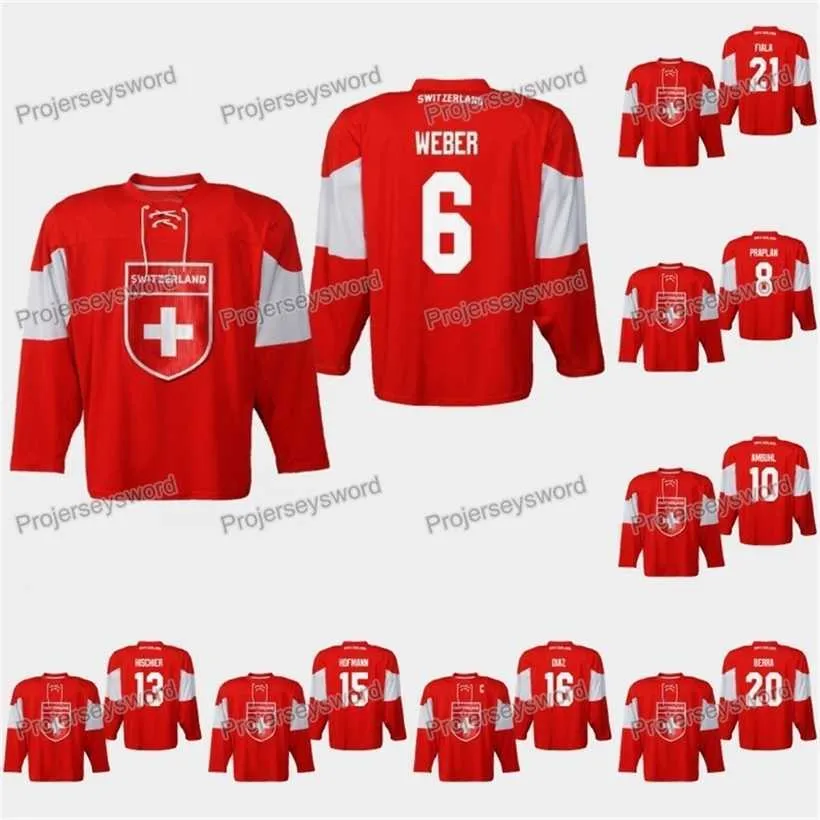 C2604 MIT Szwajcaria Yannick Weber 2019 IIHF Jersey Vincent Praplan Nico Hischier Raphael Diaz Reto Berra Kevin Fiala Lukas Frick