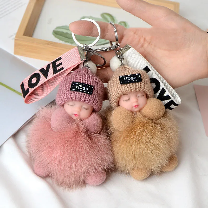 Plush Keychains Cartoon Cute Sleeping Doll Keychain Pendant Personality Creative Backpack Key Chain Accessories Wholesale 230603