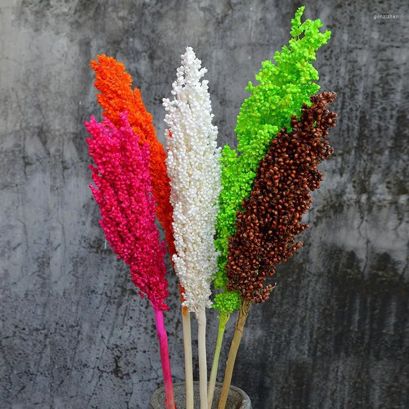 Decorative Flowers 2pcs Natural Dried Preserved Sorghum Ear Bouquet Eternelle Display Wedding Home Party Decoration Accessories 1