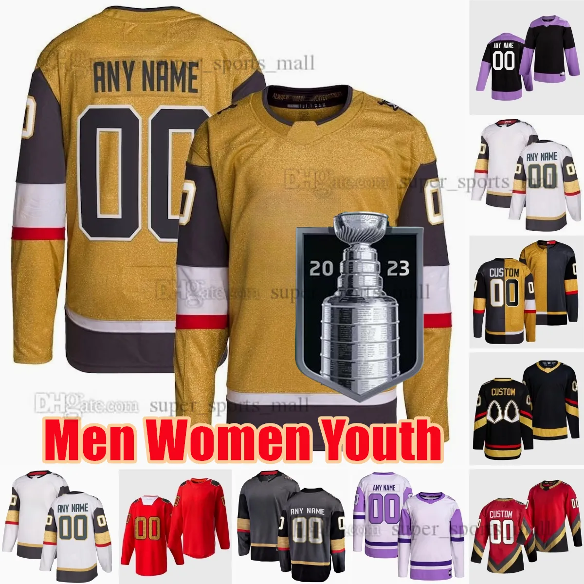 2023 Final Yaması S-6XL Film Koleji Hokey Giyiyor Jersey 61markstone 71 Williamkarlsson 9 Jackeichel 81 Jonathanmarchessault 22 Michaelamadio 49 Ivanbarbashev