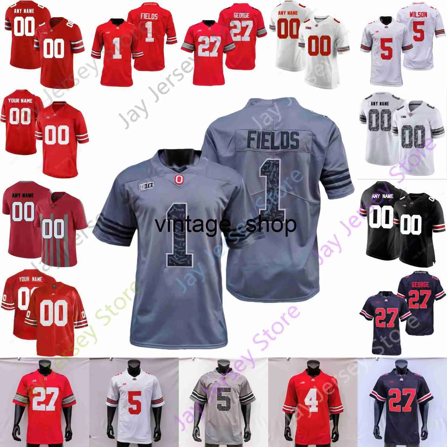 Vin Ohio State Buckeyes Camiseta de fútbol NCAA College Nick Bosa Ezekiel Elliott Cris Carter Braxton Miller Cardale Jones Barrett Griffin Fleming