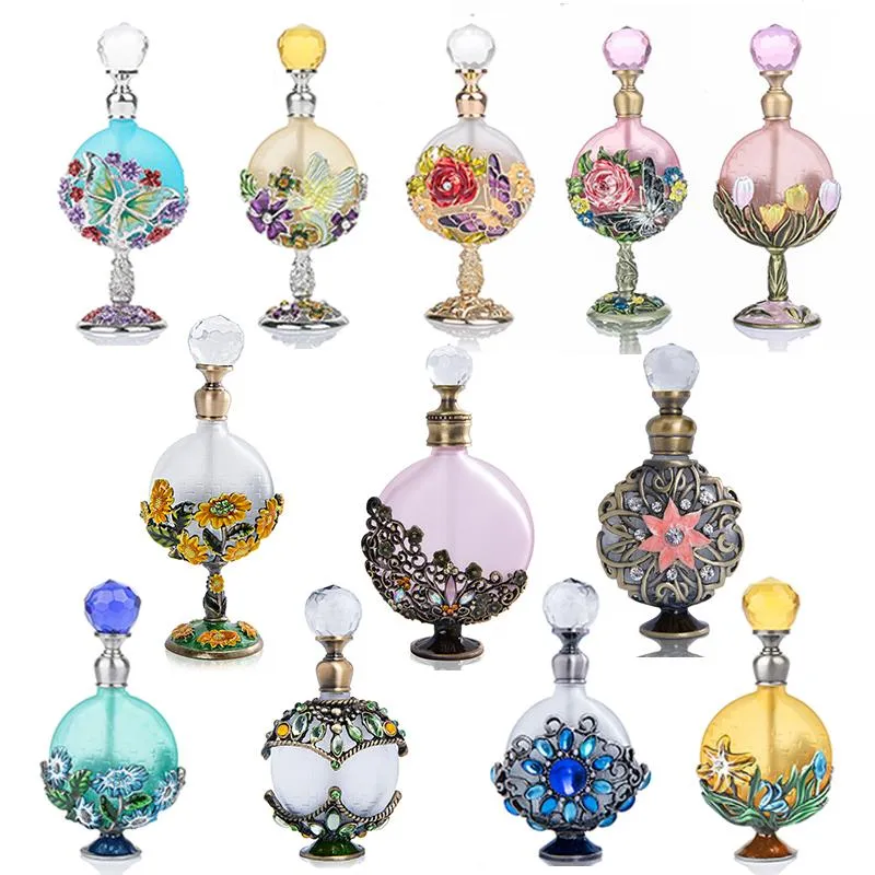 Garrafa hd 16 tipos de vidro estilo antigo recarregável garrafa de perfume estatueta retro vazio recipiente de óleo essencial favores do casamento presente