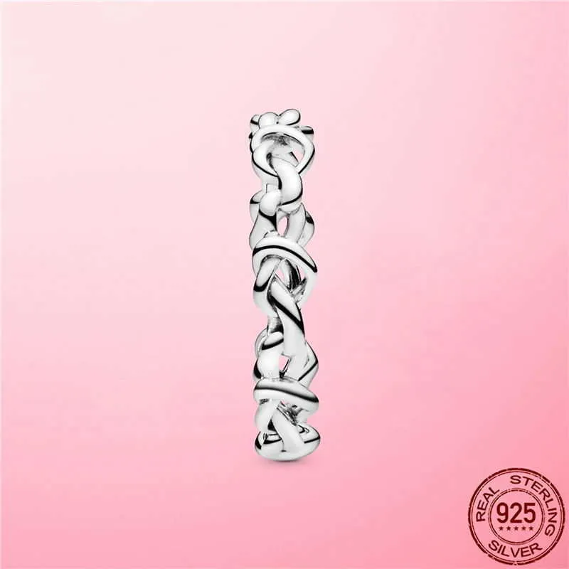 925 Sterling Silver Knotted Hearts Band Ring Stackable Promise Ring ...