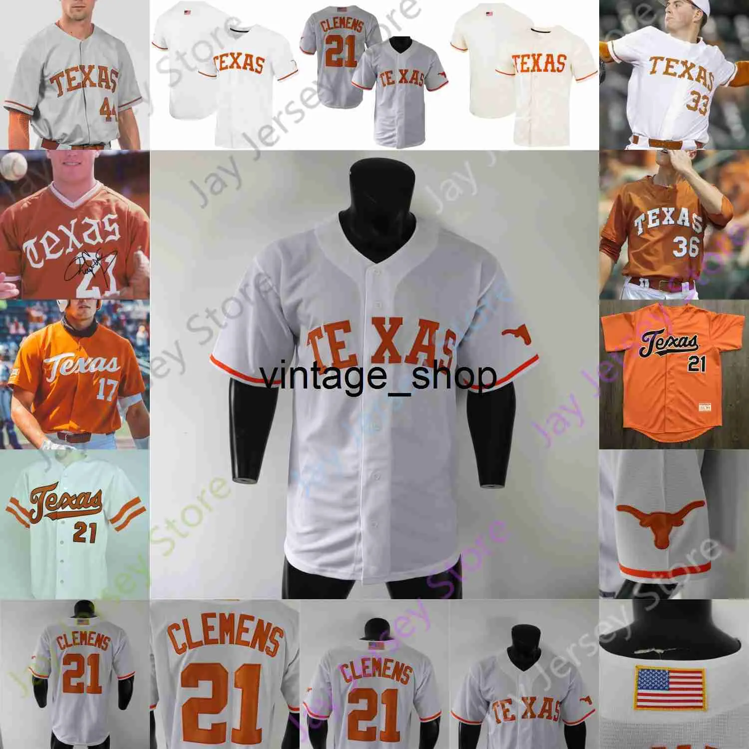 Vin NCAA College Texas Longhorns Baseball Jersey Kody Clemens Roger Clemens Trey Faltine Tanner Witt Melendez Hansen Mitchell Daly Silas Ardoin Kennedy Hodo III You