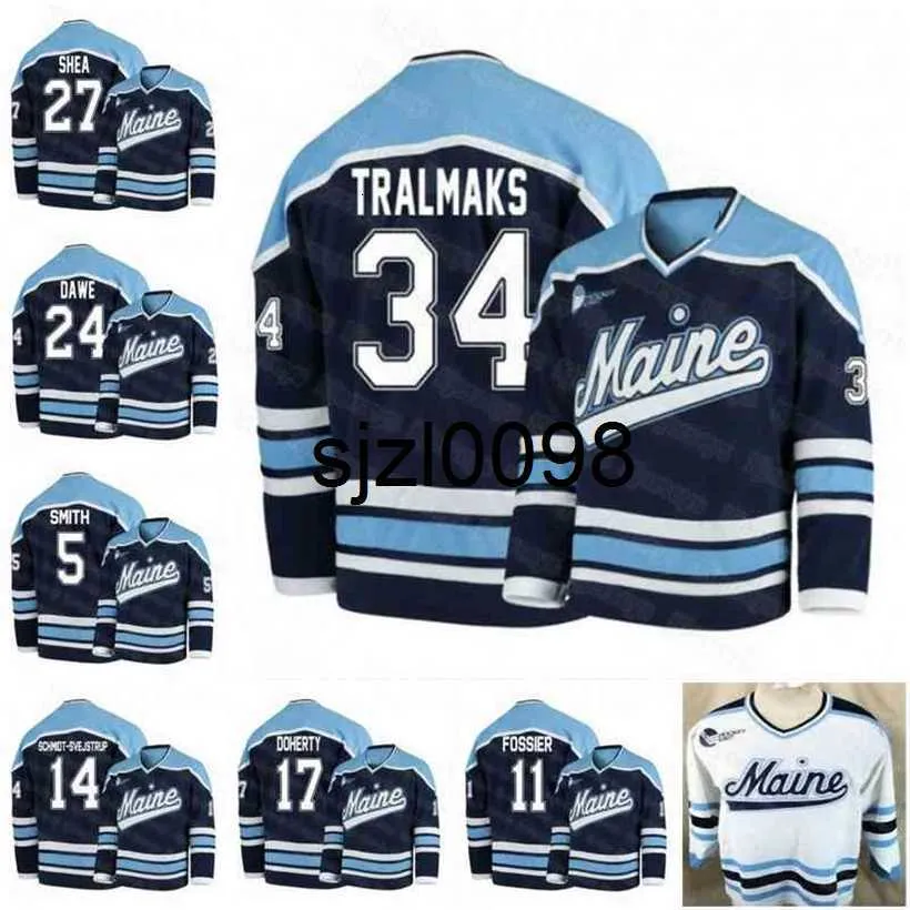 SJ98 CEO24 Adam Dawe Maine Black Bears College Ice Hockey Jersey Eduards Tralmaks Jacob Schmidt Svejstrup Mitchell Fossier Patrick Shea Ryan Smith