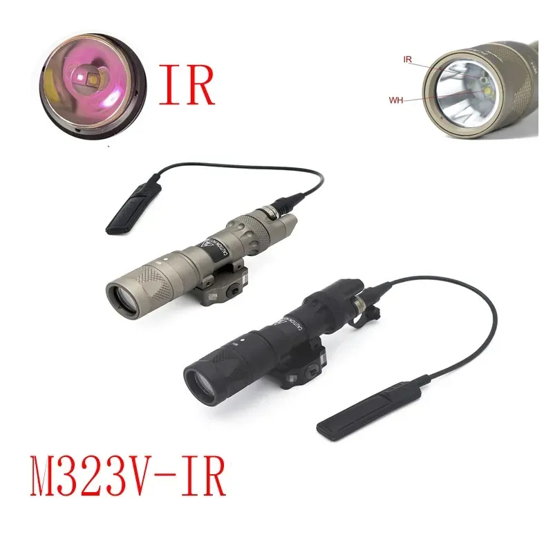 Taktisk M323V IR-ficklampa Vit LED-ljus 500 Lumen IR Infraröd utgång med fjärromkopplare och QD-montering Hunt Scouts
