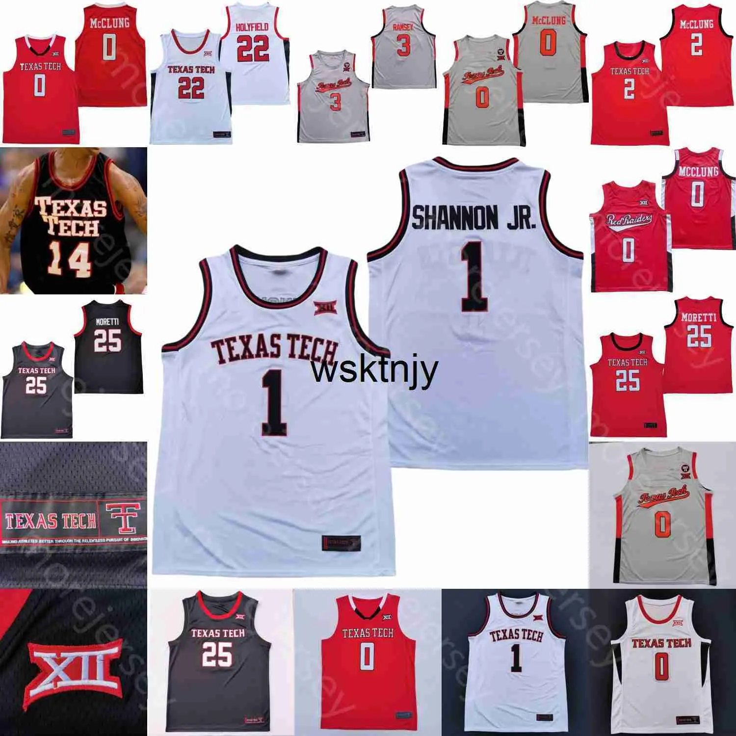 WSK Texas Tech Basketball Jersey College Mac McClung Terrence Shannon Jr. Брайсон Уильямс Кевин МакКуллар Дэвион Уоррен Кевин Обанор Адонис Армс Чибузо Агбо