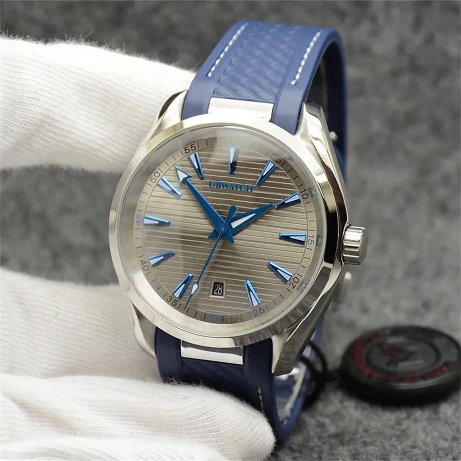 Aqua 150M Style quadrante grigio orologio 41mm meccanico automatico acciaio inossidabile retro vetro sport mare orologi da uomo cinturino in caucciù Terra NOVITÀ