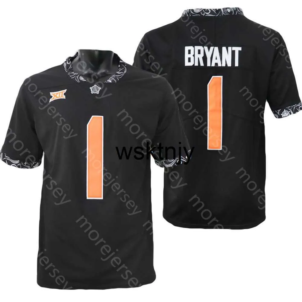 WSK NCAA College Oklahoma State OSU 축구 저지 Dez Bryant Black Size S-3XL 모든 스티치 자수