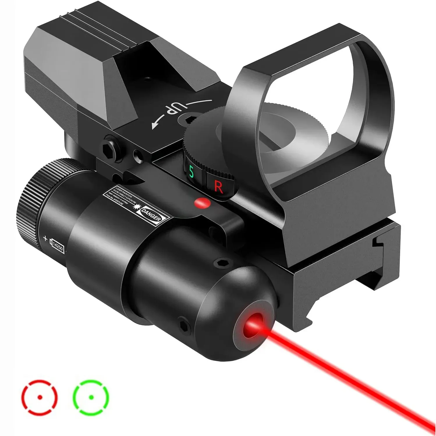 Taktiskt riflescope med laserjakt Optik Rödgrön projicerad dot Sight Reflex 4 Reticle Scope Collimator Sight For 20mm RAI