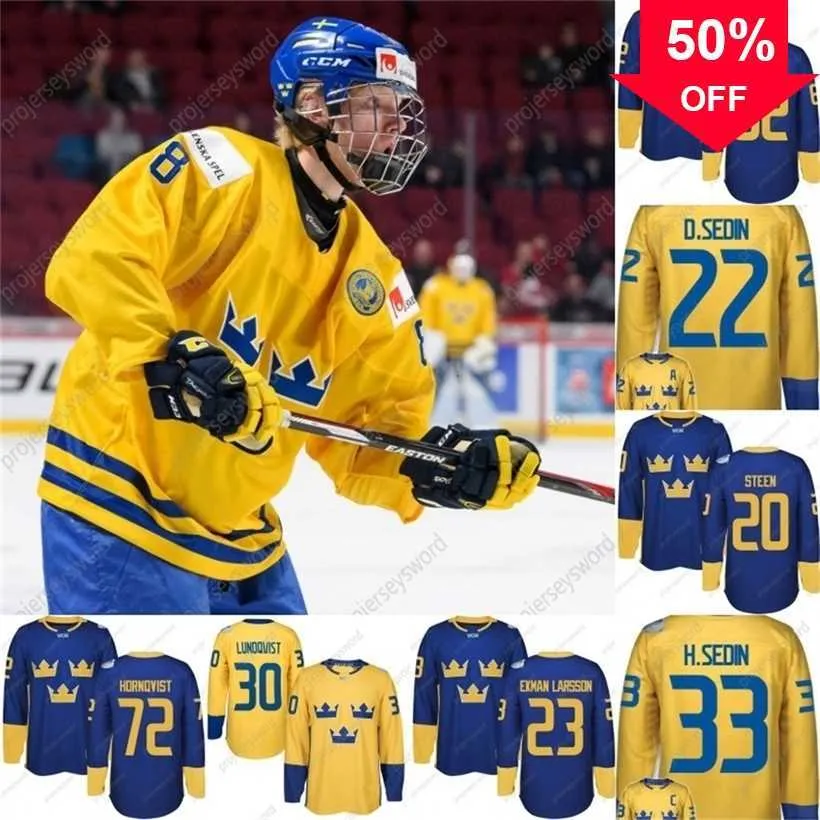 MAG MIT #8 RASMUS DAHLIN 2016 Världscuplag Sverige Hockey Jerseys Kruger Ekholm Forsberg Stralman Hjalmarsson Landeskog Hedman Custom Hockey Jersey