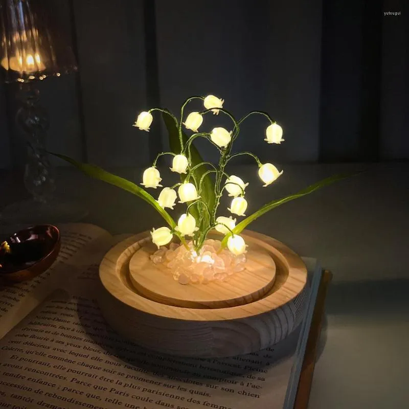 Dekorativa blommor C2 LED Lily of the Valley Handmade Glow Night Light Diy Material för hemmet Bedside Desktop Decor Valentine Birthday Present