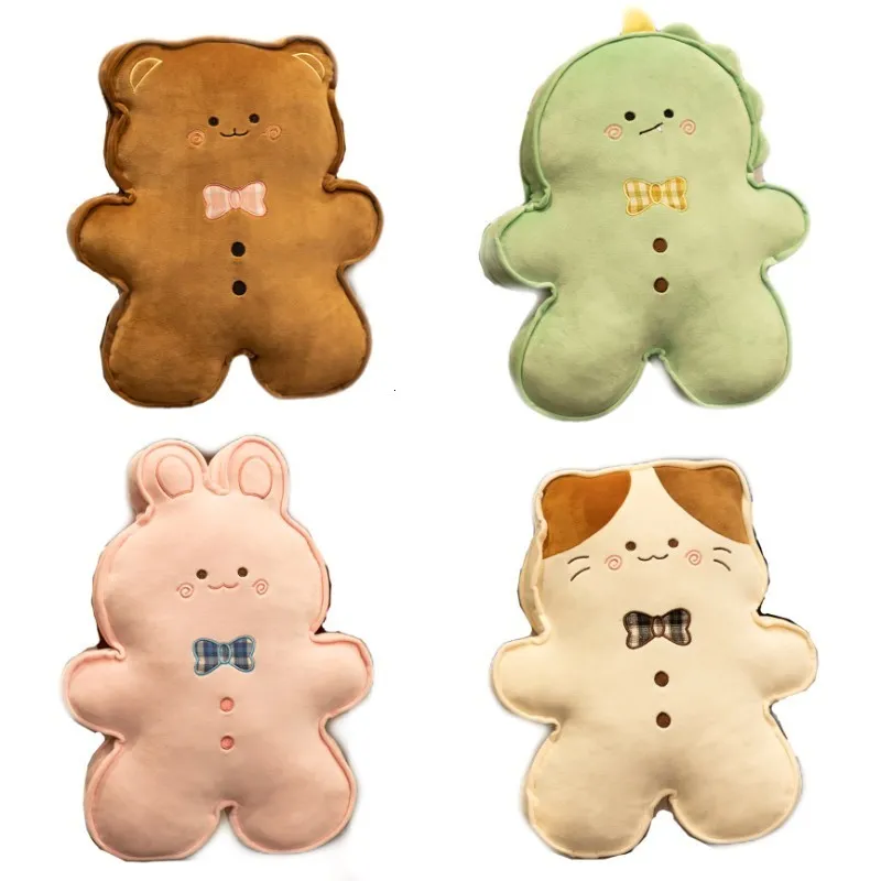 Plush Dolls 45cm Cute Gingerbread Man Toy Stuffed Soft Pillows Cushion Kawaii Bear Rabbit Dinosaur Cat Home Decor Xmas Birthday Gift 230603