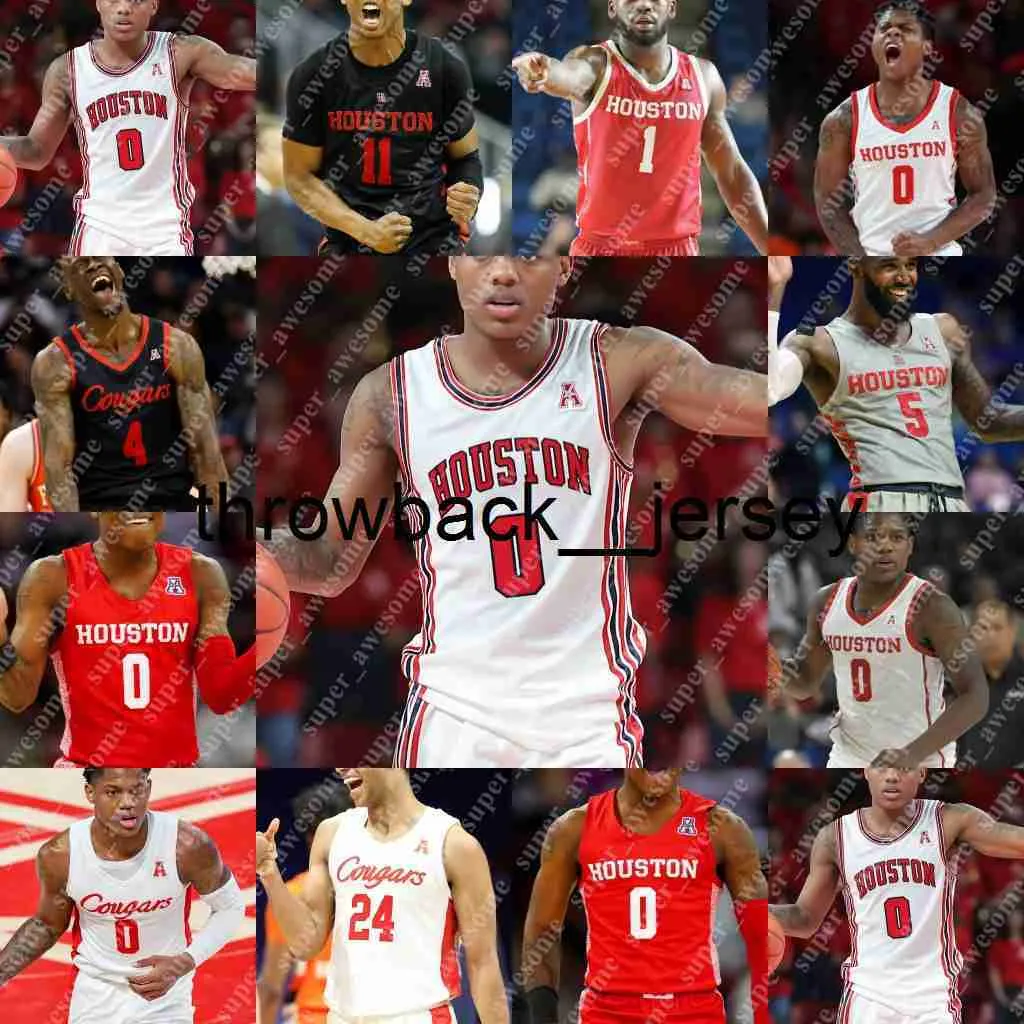 Thr Houston Cougars baskettröja Marcus Sasser Jarace Walker Tramon Mark Jwan Roberts Jamal Shead Javier Francis Emanuel Sharp Terrance Arceneaux Reggie Chan Chan