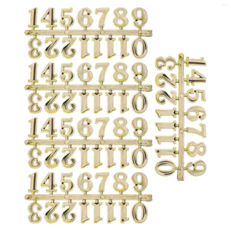ウォールクロック5セットデジタルナンバープレートDIYアラビア装飾12.8x5.2cmゴールデンプラスチック番号