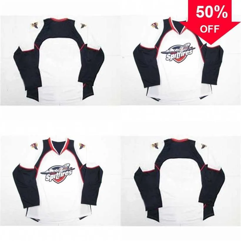 Mag Mit Windsor Spitfire Jersey Jersey Hommes Femmes Jeunesse 100% broderie cusotm n'importe quel nom n'importe quel numéro Maillot de hockey blanc