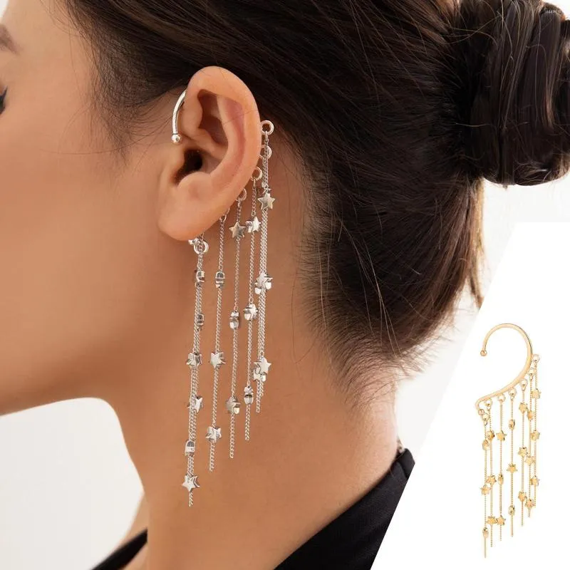 Backs Earrings The Temperament Is Sweet And Cool Tassel Has No Ear Hole Hanging Small Star Bone Clip