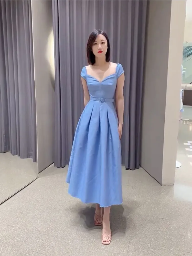 Sleeveless V-Neck A-Line Midi Dress with Empire Waist for Women, Summer  Casual from Dhgate Basic & Casual Dresses - price 73.44