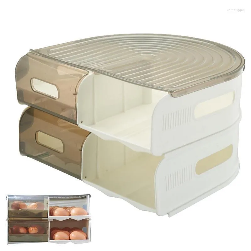 Bouteilles de stockage porte-oeufs pour réfrigérateur organisateur de roulement automatique Durable automatique avec organisateur de réfrigérateur de couvercle