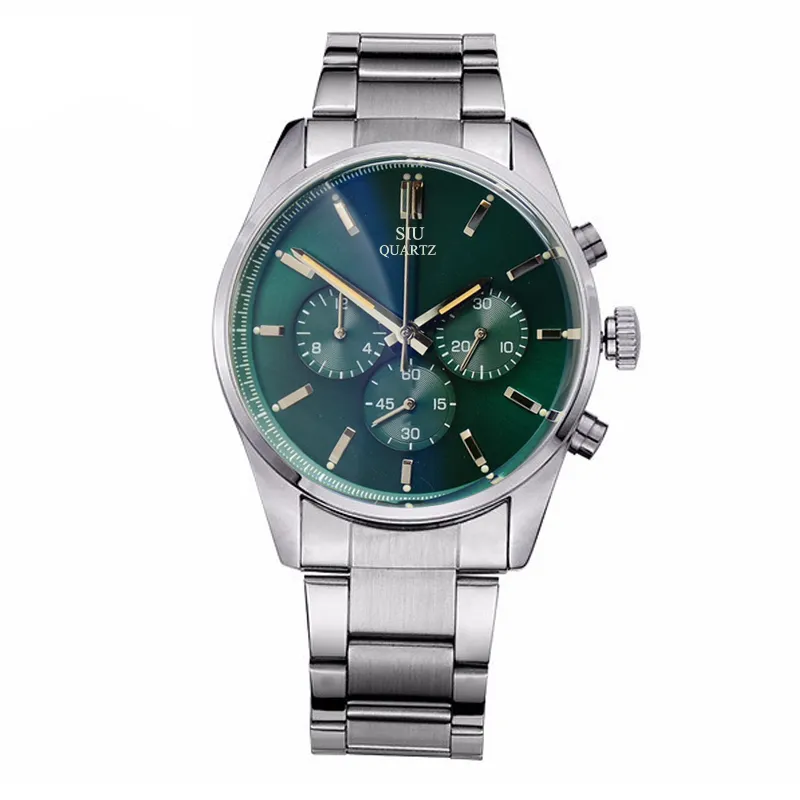42MM Mostrador Verde Relógios Masculinos Relógios Japonês VK Quartzo Movimento Cronógrafo Relógio Esportivo Relógio de Homem F1 Casual Relógios de Pulso
