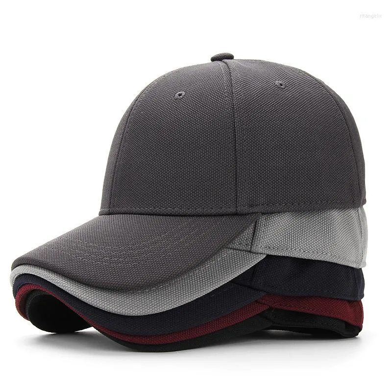 Ball Caps Fully Sealed Back Elastic Non-adjustable Baseball Cap Men's Spring And Autumn Black Peaked Outdoor Sports Sun Hat
