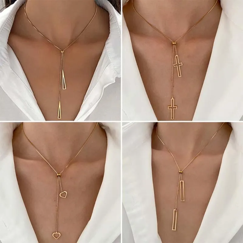 Hanger Kettingen 2023 Minimalistische Geometrische Ketting Verstelbaar Voor Vrouwen Meisjes Gepersonaliseerde Zilveren Kleur Metalen Accessoires Mode-sieraden