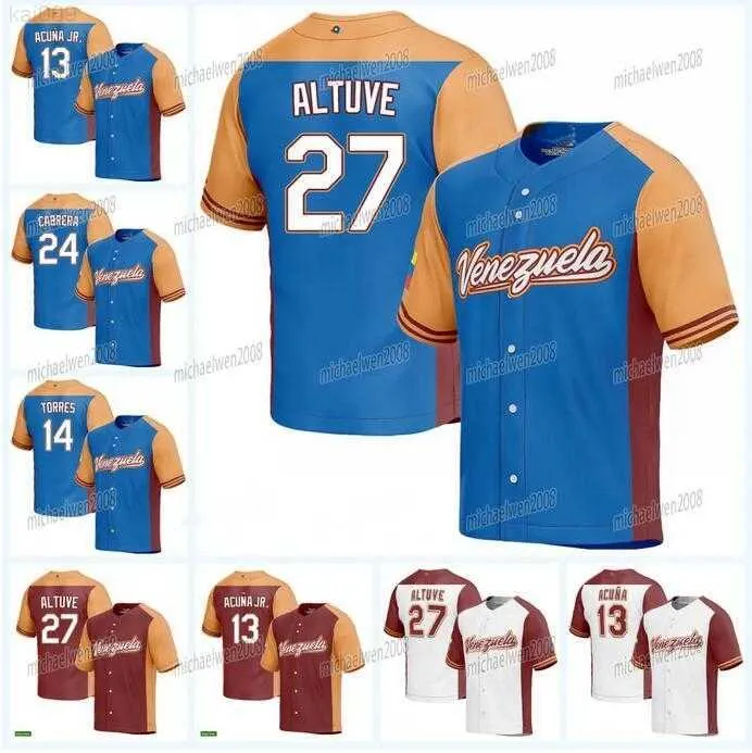 2023 Baseball Venezuela Jersey 14 Gleyber Torres 11 Miguel Rojas 13 Ronald Acuna Jr. 2 Luis Arraez 27 Jose Altuve 24 Miguel Cabrera