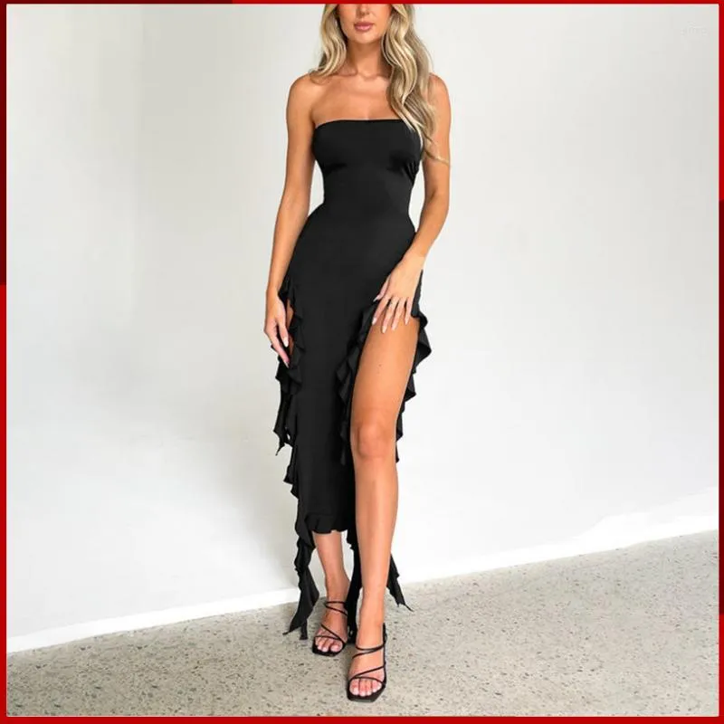 Casual Dresses 2023 European And American Style Summer One Shoulder Solid Jellyfish Lace Dress Sexy Spicy Girls