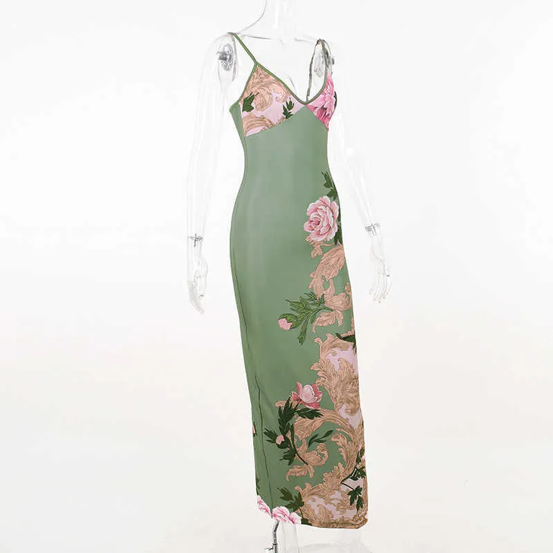 chinese dress ladies Catch Attention Cowl Neck Abstract Floral Maxi Dress