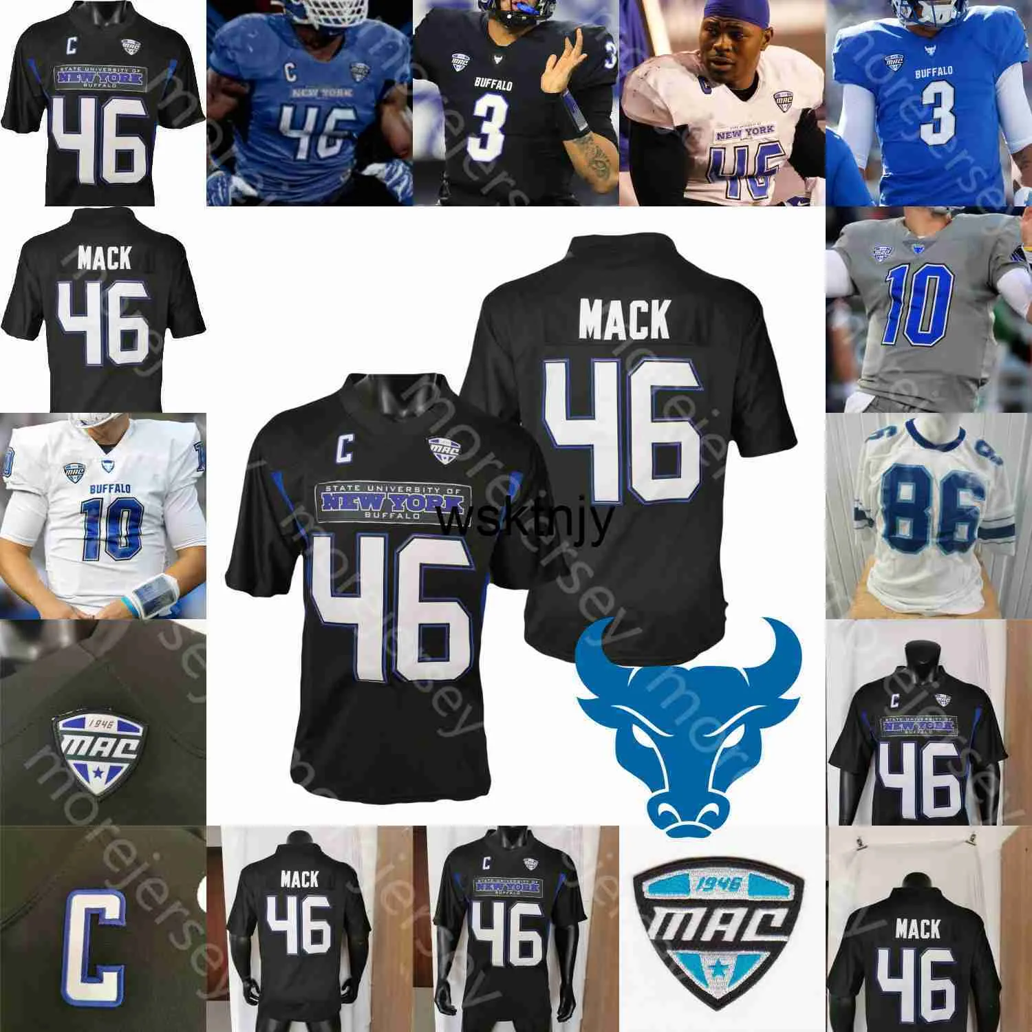 WSK Buffalo Football Jersey NCAA College Khalil Mack Kyle Vantrease Jaret Patterson Kevin Marks Antonio Nunn Taylor Riggins Malcolm Koonce Matt Myers Ledarius Mack