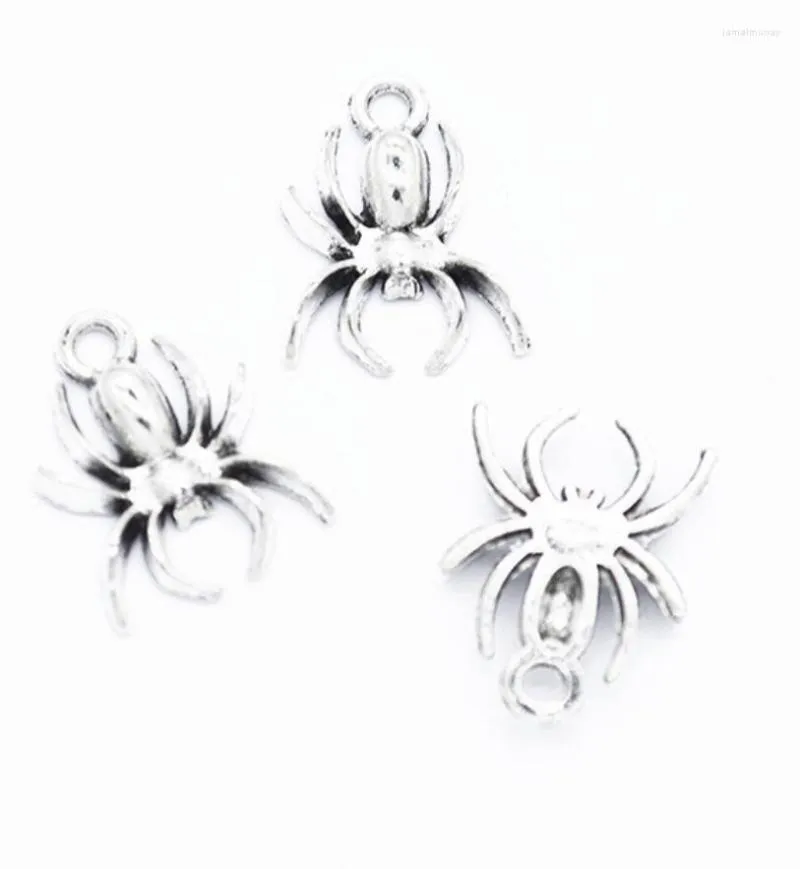 Charms 100pcs Spider Halloween 18x13mm Tibetan Bronze Silver Color Pendants Antique Jewelry Making DIY Handmade Craft F0283