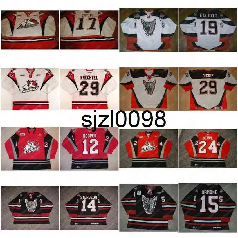 SJ98 Mississauga Ice Dogs Ohl Hockey Jersey 89 Patrick O'Sullivan 12 Nathan Hooper 14 Adam Sturgeon 17 Luca Caputi 30 Josh Evans 15 Brett Ormond