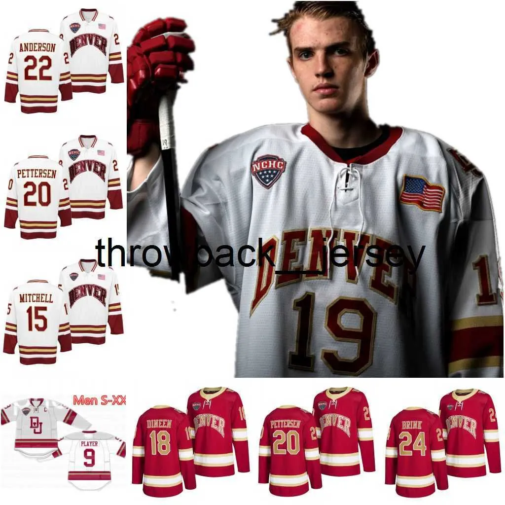 THR 18 RYAN BAROW DENVER PIONEERES NCAA COLLEGE HOCKEY JERSEY BRETT STAPLEY IAN MITCHELL KOHEN OLISCHEFSKI LIAM FINLAY EMILIO PETTERSEN BOBBY BRINK MATT CARLE GUTTM