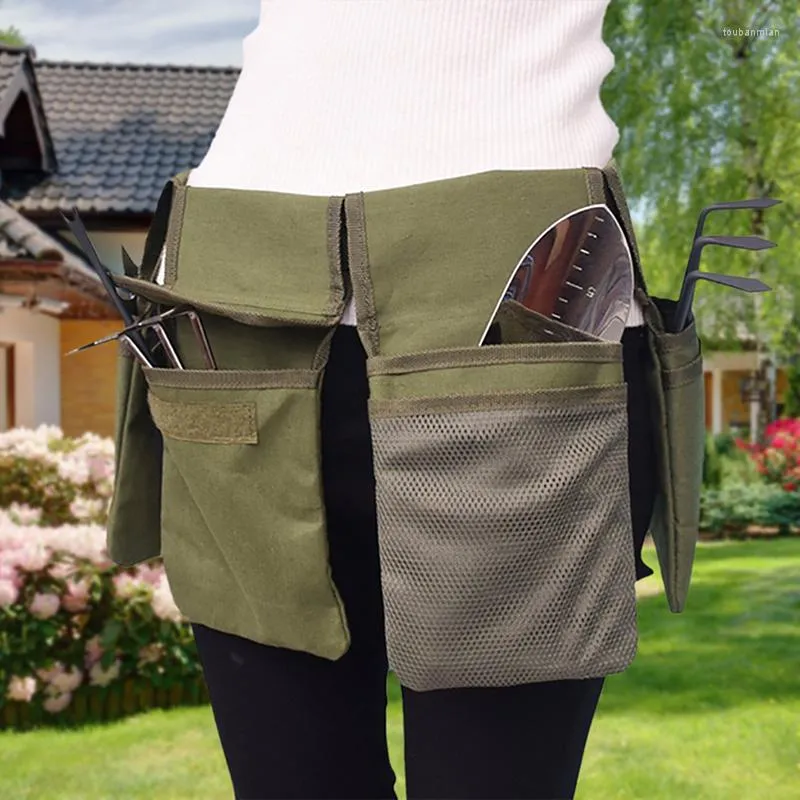 収納バッグ多機能キャンバスガーデン4パケット耐久性のあるウエストバッグツールパックポケットベルトツールベルト