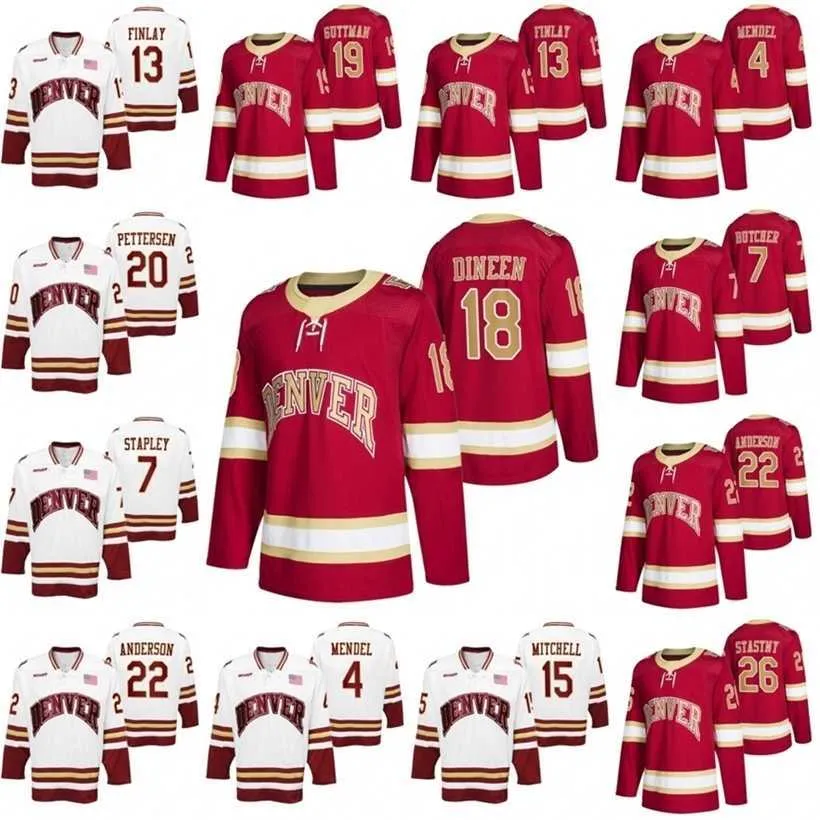 C2604 A3740 18 Ryan Barrow Denver Pioneers Maillot de hockey universitaire NCAA Brett Stapley Glenn Anderson Emilio Pettersen Ian Mitchell Paul Stastny Matt Carle