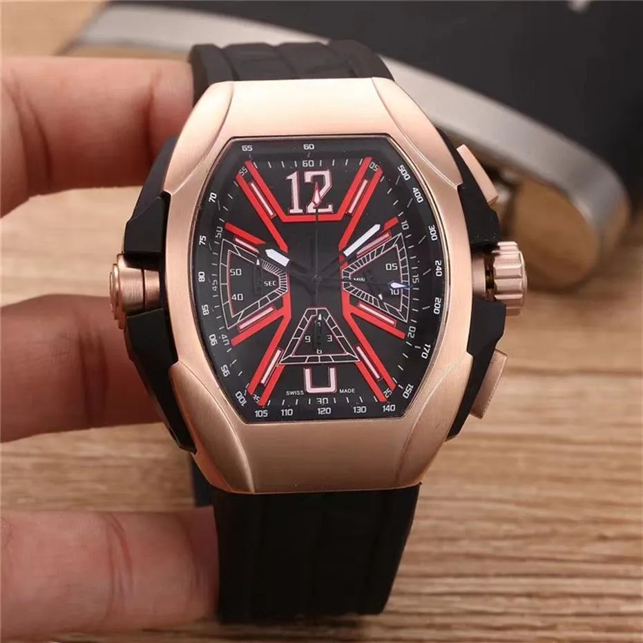 Luxury Watch for Man Quartz Stopwatch Man Chronograph Watches Rostfritt Steel Wrist Watch Läderband FM062088