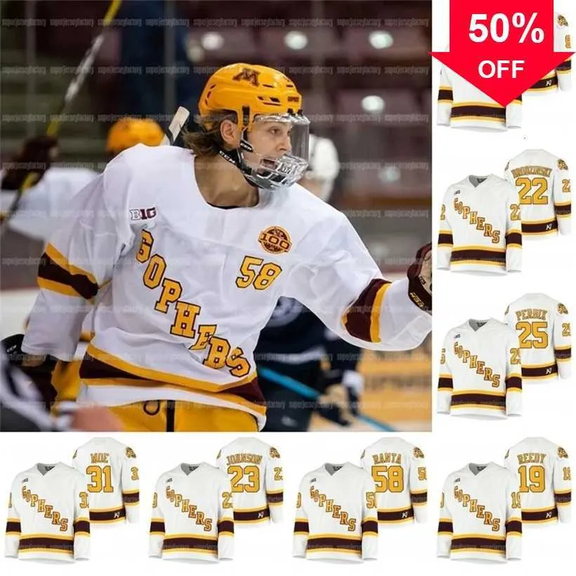 Mag A3740 Minnesota Golden Gophers 2020 100e seizoen Jersey Ammy Walker Sampo Ranta Jack Perbix Ryan Johnson Bryce Brodzinski College NCAA Hockey