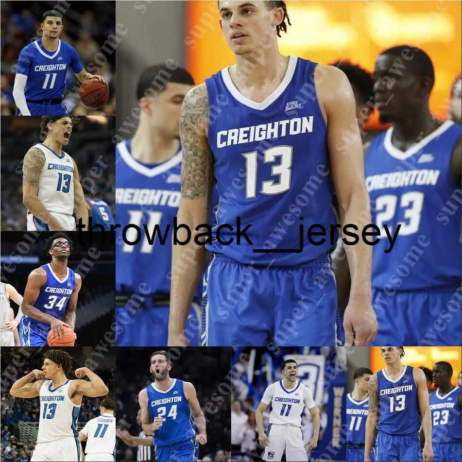 Thr ncaa Creighton Blueja Basketball Jersey Jersey Ryan Kalkbrenner Arthur Kaluma Trey Alexander Baylor Scheierman Ryan Nembhard Mason Miller Fredrick King Ben Shtolzbe