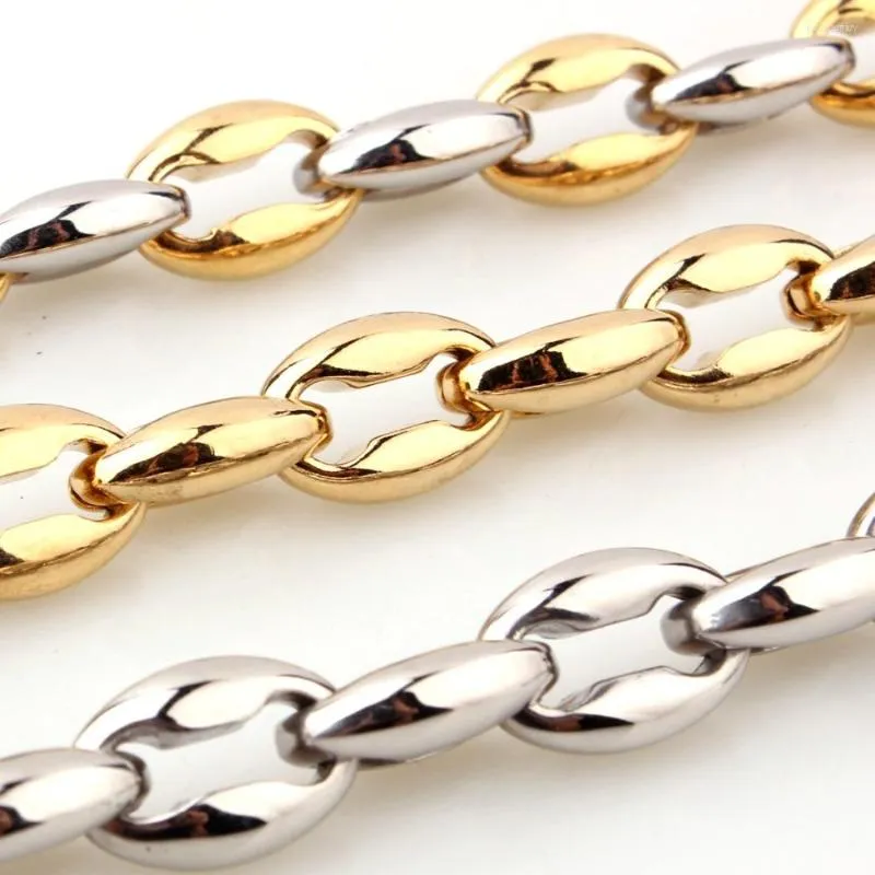 Chains 6/8/12mm 7-40" Stainless Steel Silver Color Or Gold Coffee Beans Hollow Chain Men's Women's Necklace Bracelet Jewelry