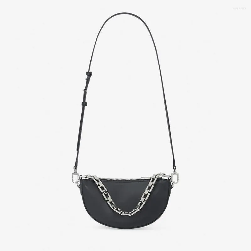 Evening Bags Genuine Leather Chain Bag Women Luxury Handbags Messenger Shoulder Designer Crossbody Bolso Mujer Black Saddle
