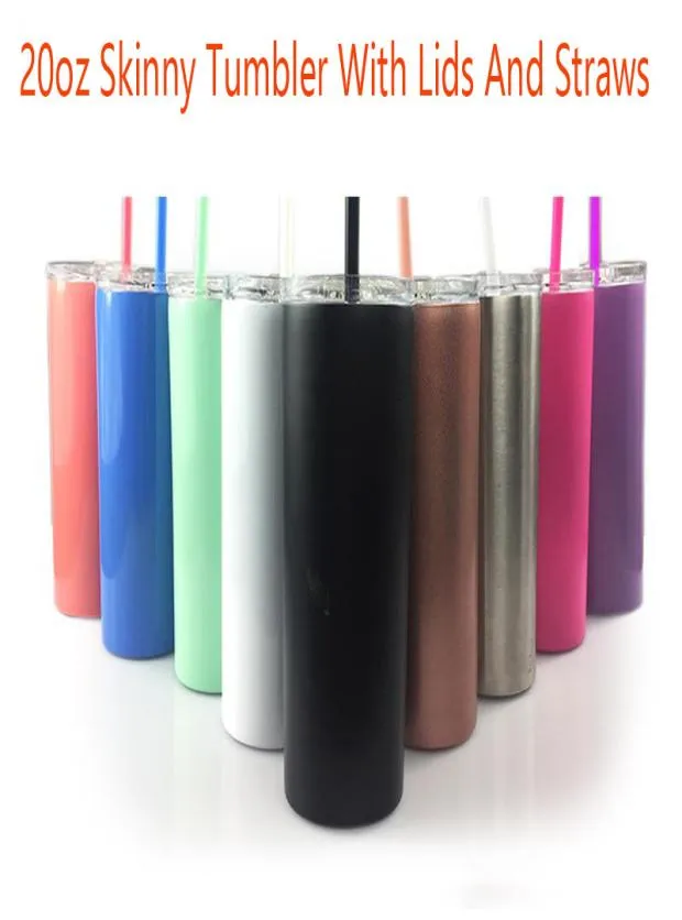 20oz Stainless Steel Tumblers With Seal Lids Rainbow Straws Thermos Bottle Double Wall Insulated
