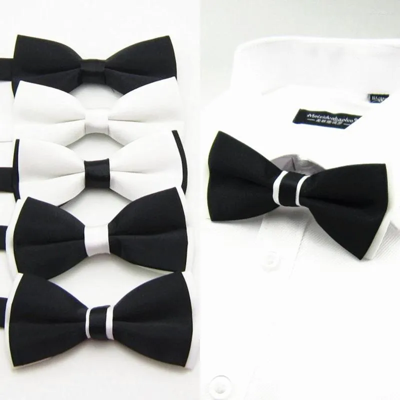 蝶ネクタイは黒い白のコントラストカラーボウタイメン2023ファッションダブルレイヤー