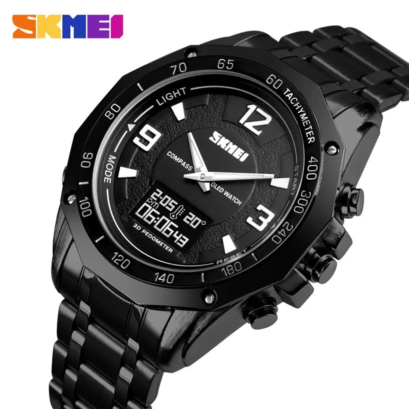 Skmei 3 Time Watch Men Compass Calorie zegarek na rękę Męską termometr Stopwatch Mężczyzna obserwuje cyfrowy sport Relogio Masculino 1464186f