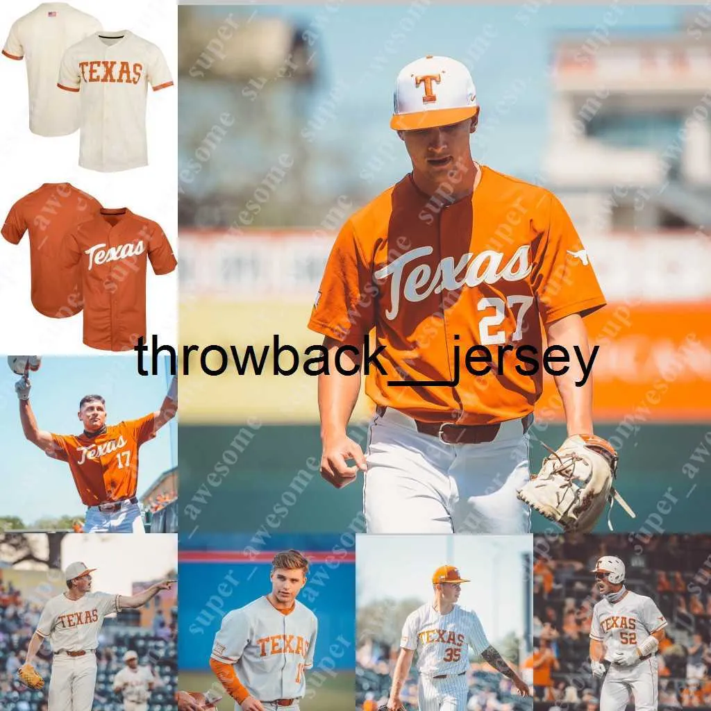 Maillot de baseball Thr Texas Longhorns Ivan Melendez Cam Williams Douglas Hodo III Zach Zubia Silas Ardoin Eric Kennedy Trey Faltine Mike Antico Mitchell Daly Ty Madden