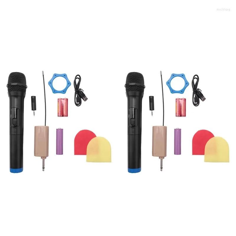 Microphones 2X Microphone sans fil portable avec récepteur Bluetooth 200 pouces pour l'hébergement de karaoké de réunion