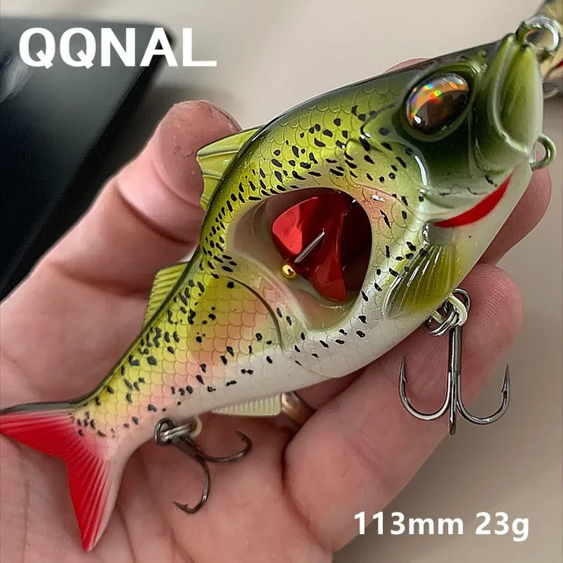 QQNAL 23g 113mm Snake Fishing Lure Bait Sinking Propeller Jointed