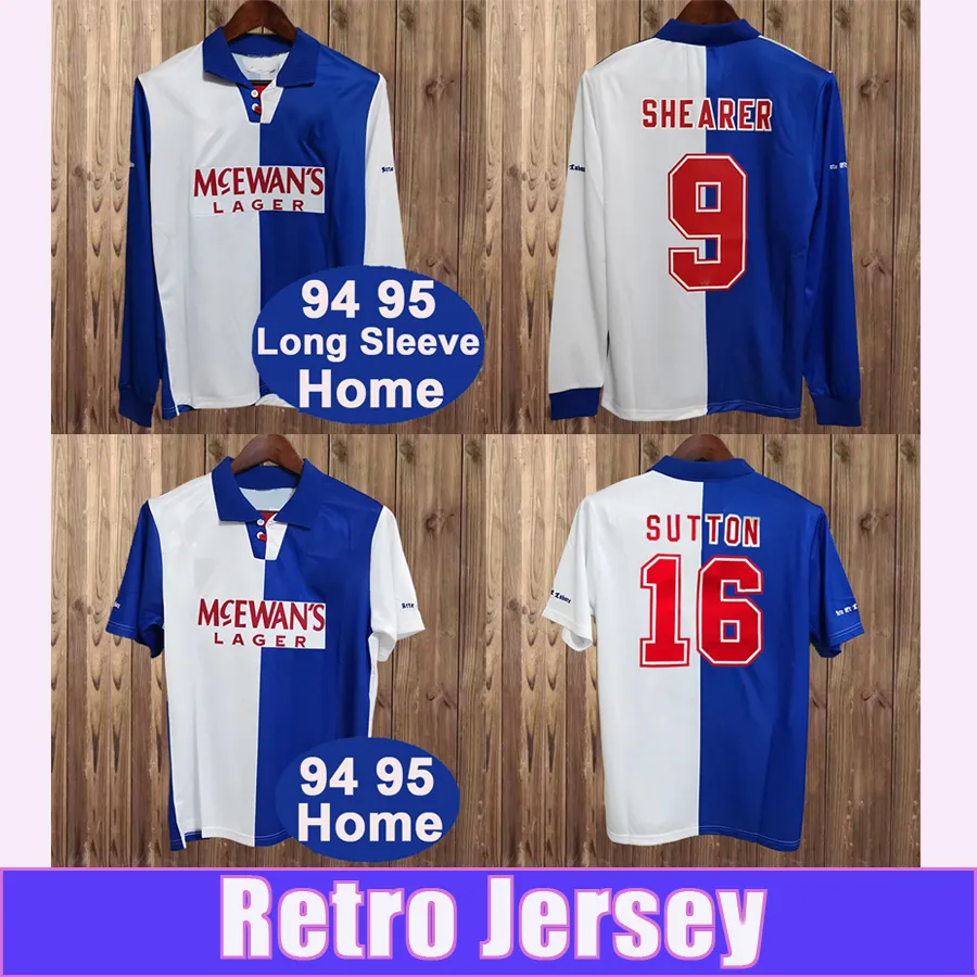 1994 1995 SHEARER Retro Shirt Korte Heren Voetbalshirts SUTTON BERG Home Away Voetbal Uniformen met lange mouwen