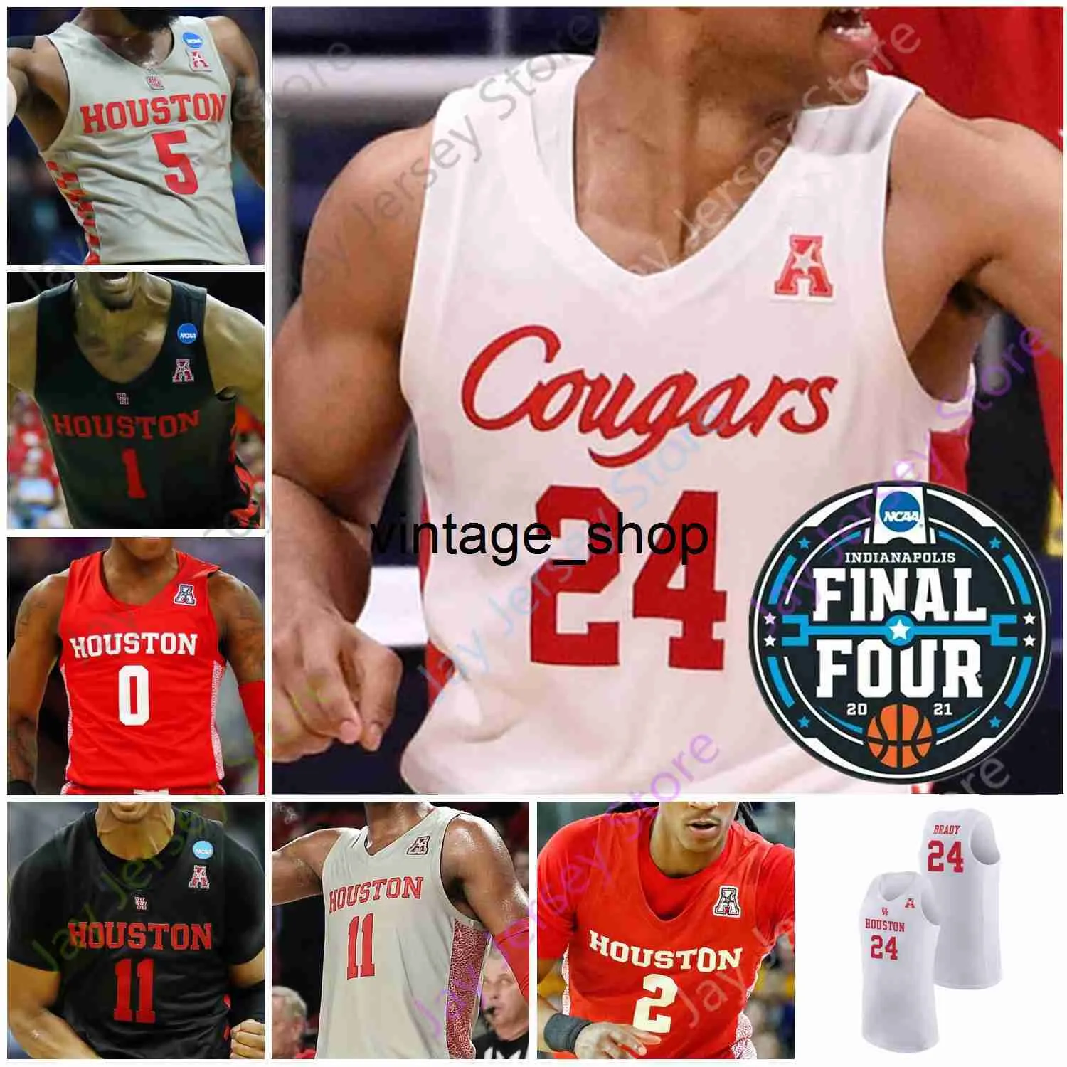 Vin 2021 Final Four Cougars Baskeball Jersey NCCA College Caleb Mills Quentin Grimes Nate Hinton Dejon Jarreau White Jr. Marcus Sasser House