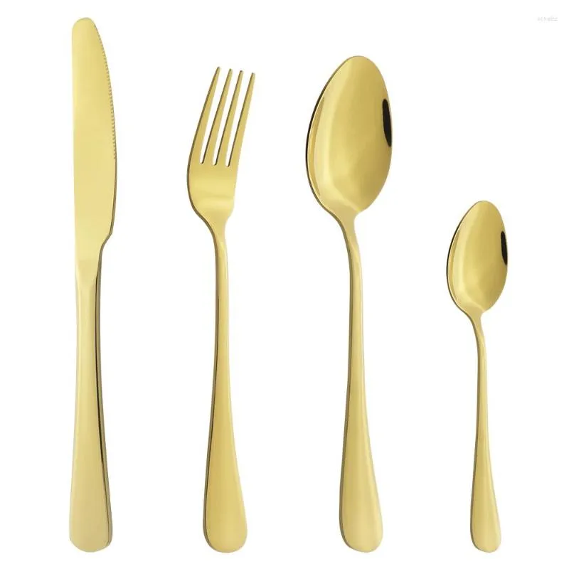 Servis uppsättningar av rostfritt stål Set Gold Knife Fork Fork Spoon Silver Buestly Flatvaror Outdoor Office Kitchen Home Tablewoy